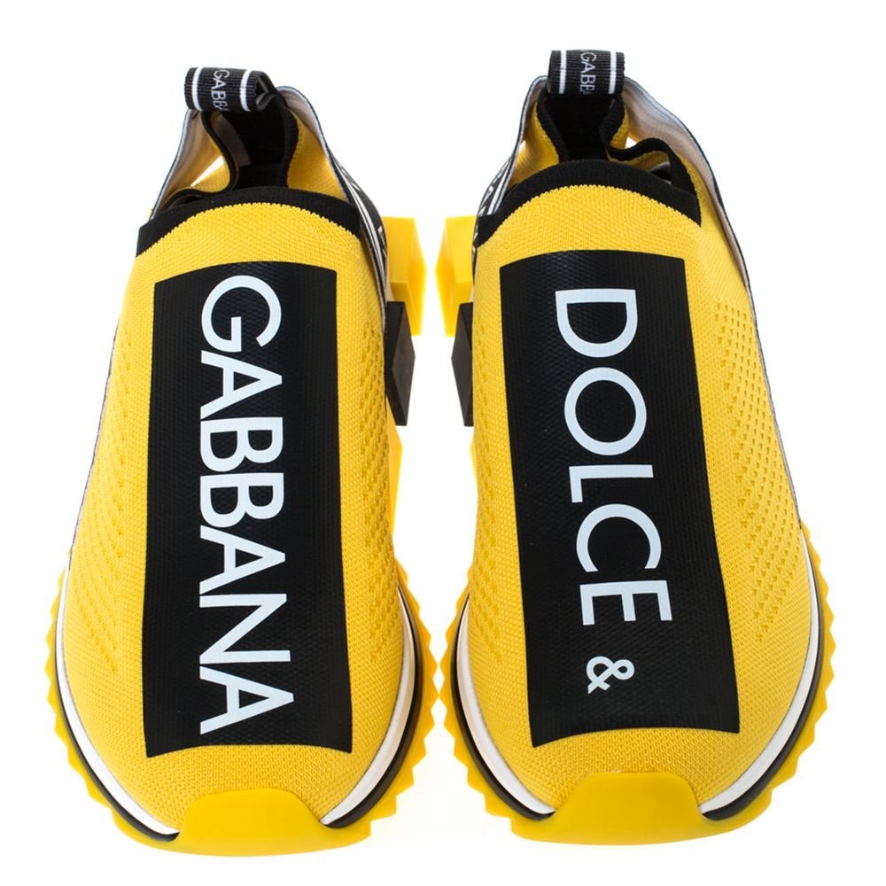 Dolce & Gabbana Chic Logo - Print Stretch Sneakers in Vibrant Yellow - Beyzy Store - Dolce & Gabbana