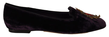 Dolce & Gabbana Chic Purple Velvet Loafers with Heart Detail - Beyzy Store - Dolce & Gabbana