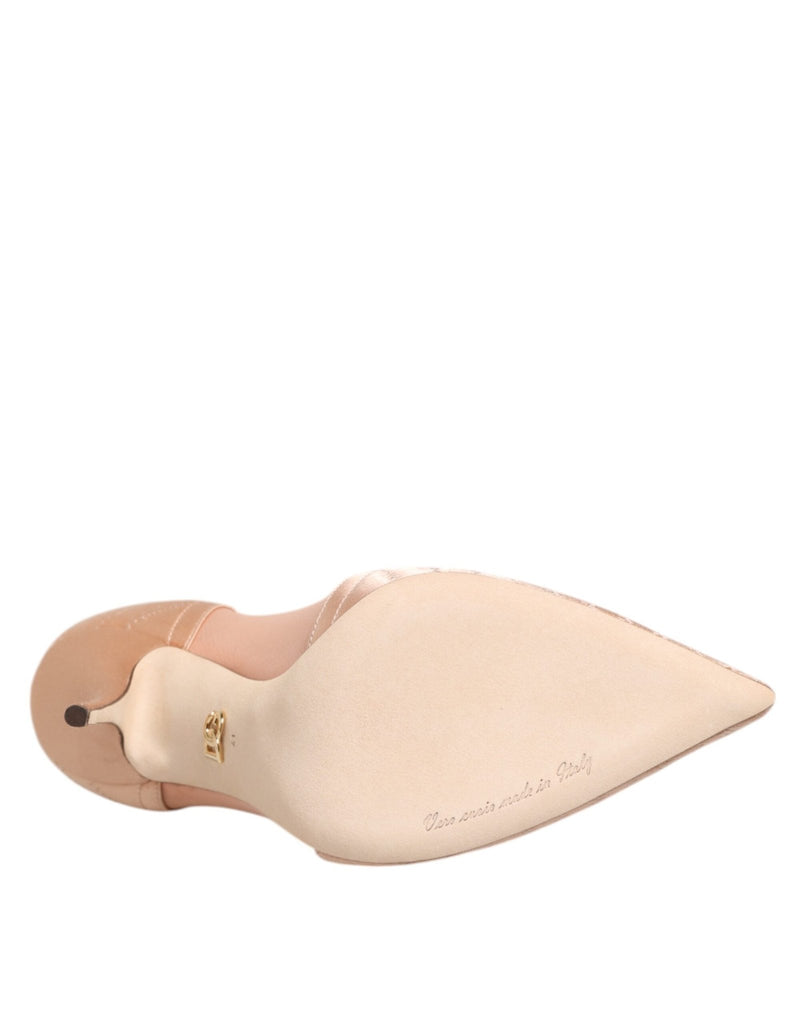 Dolce & Gabbana Cipria Nude Satin Mesh Stiletto Pumps Shoes - Beyzy Store - Dolce & Gabbana