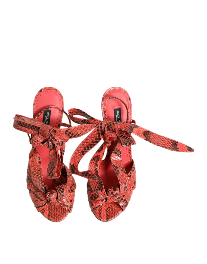Dolce & Gabbana Coral Python Leather Heels Sandals Shoes - Beyzy Store - Dolce & Gabbana