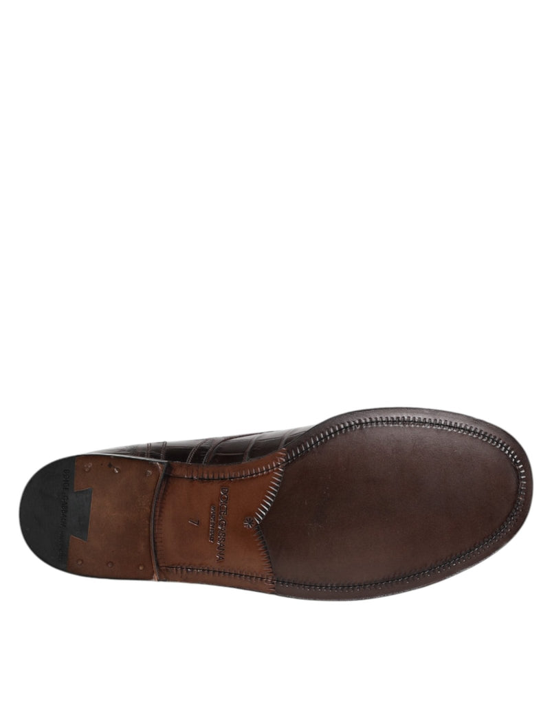Dolce & Gabbana Dark Brown Leather Lace Up Short Boots Shoes - Beyzy Store - Dolce & Gabbana