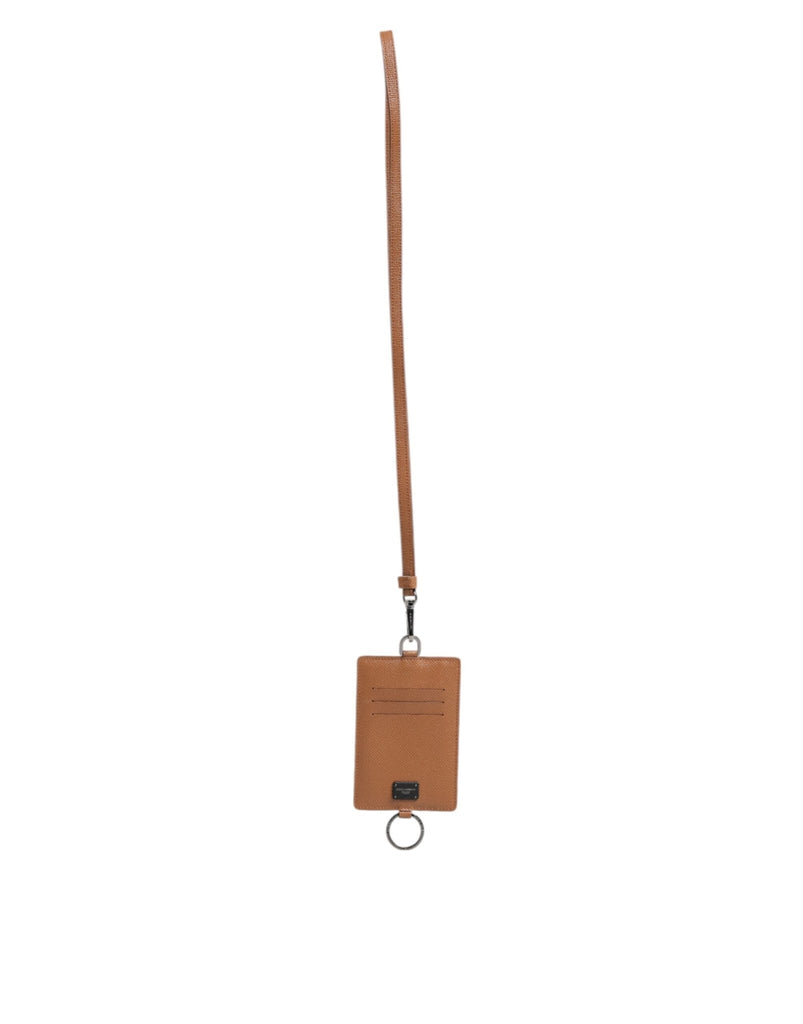 Dolce & Gabbana Dark Brown Leather Lanyard Logo Card Holder Men Wallet - Beyzy Store - Dolce & Gabbana