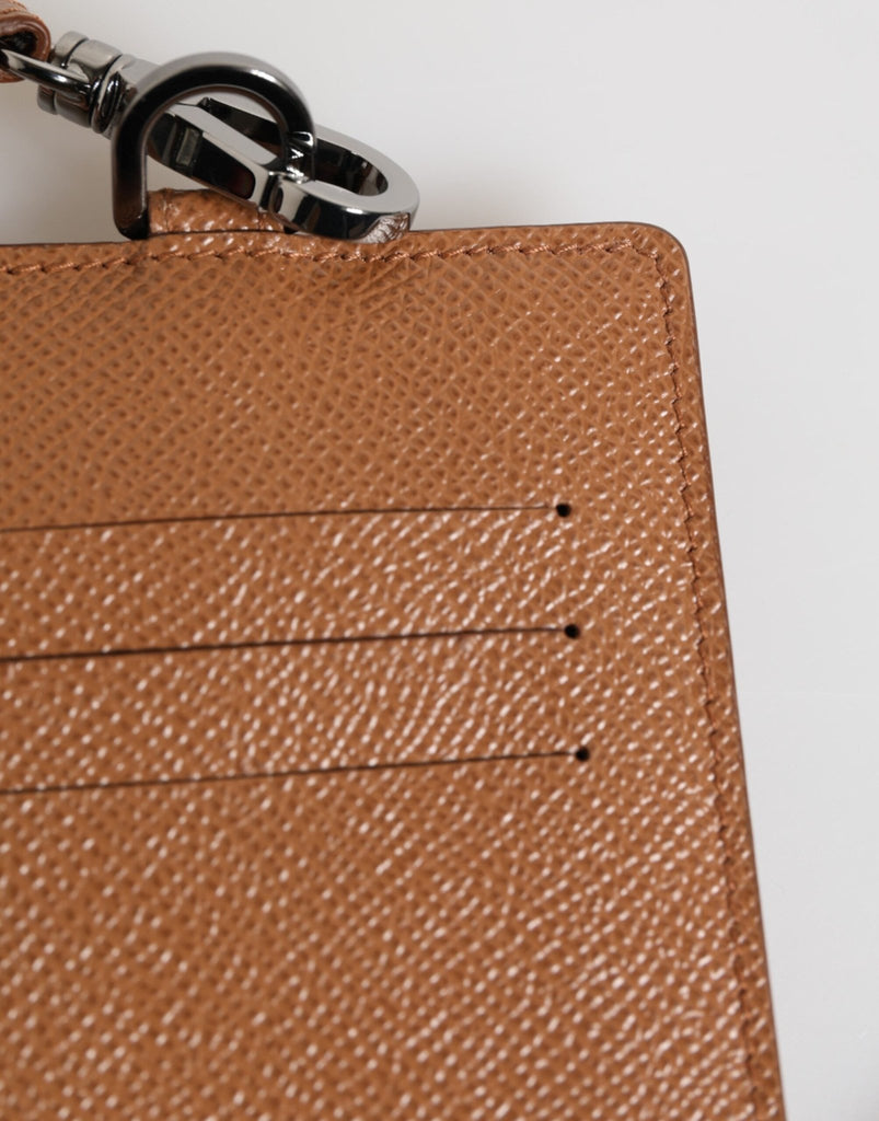 Dolce & Gabbana Dark Brown Leather Lanyard Logo Card Holder Men Wallet - Beyzy Store - Dolce & Gabbana