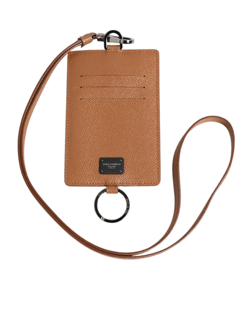 Dolce & Gabbana Dark Brown Leather Lanyard Logo Card Holder Men Wallet - Beyzy Store - Dolce & Gabbana