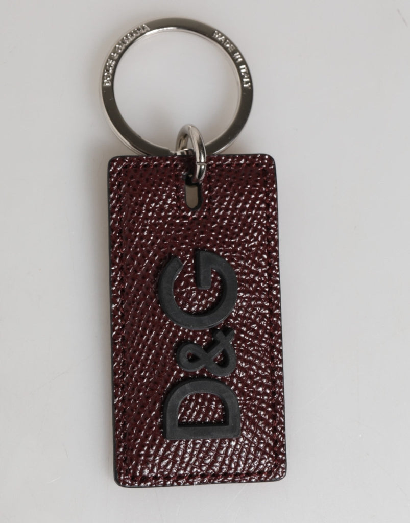 Dolce & Gabbana Dark Brown Leather Logo Metal Ring Men Keychain Keyring - Beyzy Store - Dolce & Gabbana