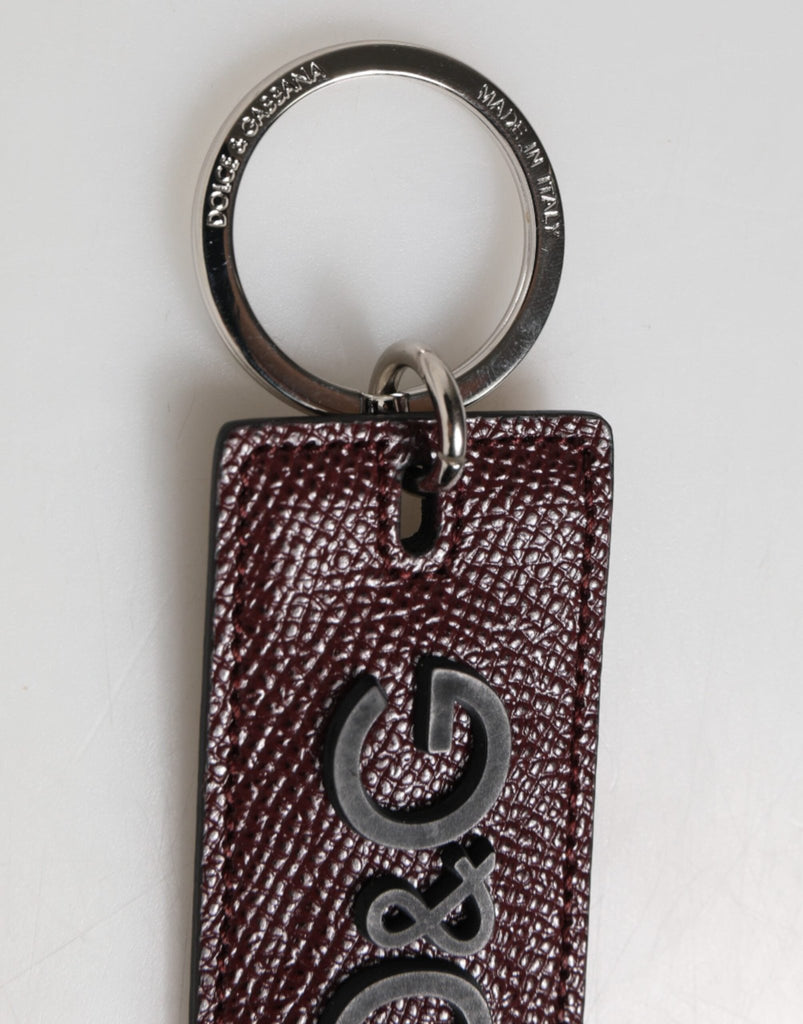 Dolce & Gabbana Dark Brown Leather Logo Metal Ring Men Keychain Keyring - Beyzy Store - Dolce & Gabbana