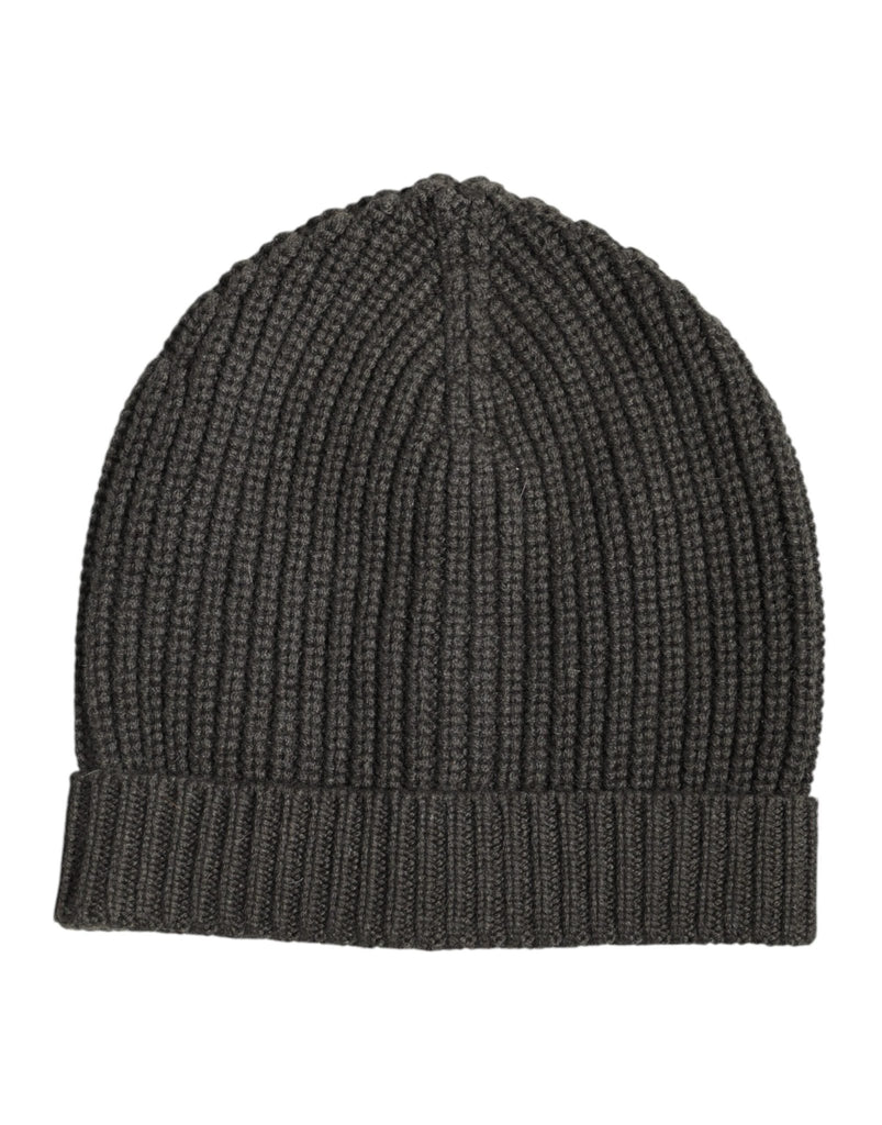 Dolce & Gabbana Dark Gray Cashmere Knit Winter Beanie Hat - Beyzy Store - Dolce & Gabbana