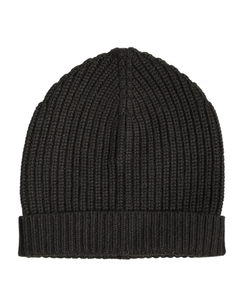 Dolce & Gabbana Dark Gray Cashmere Knit Winter Beanie Hat - Beyzy Store - Dolce & Gabbana