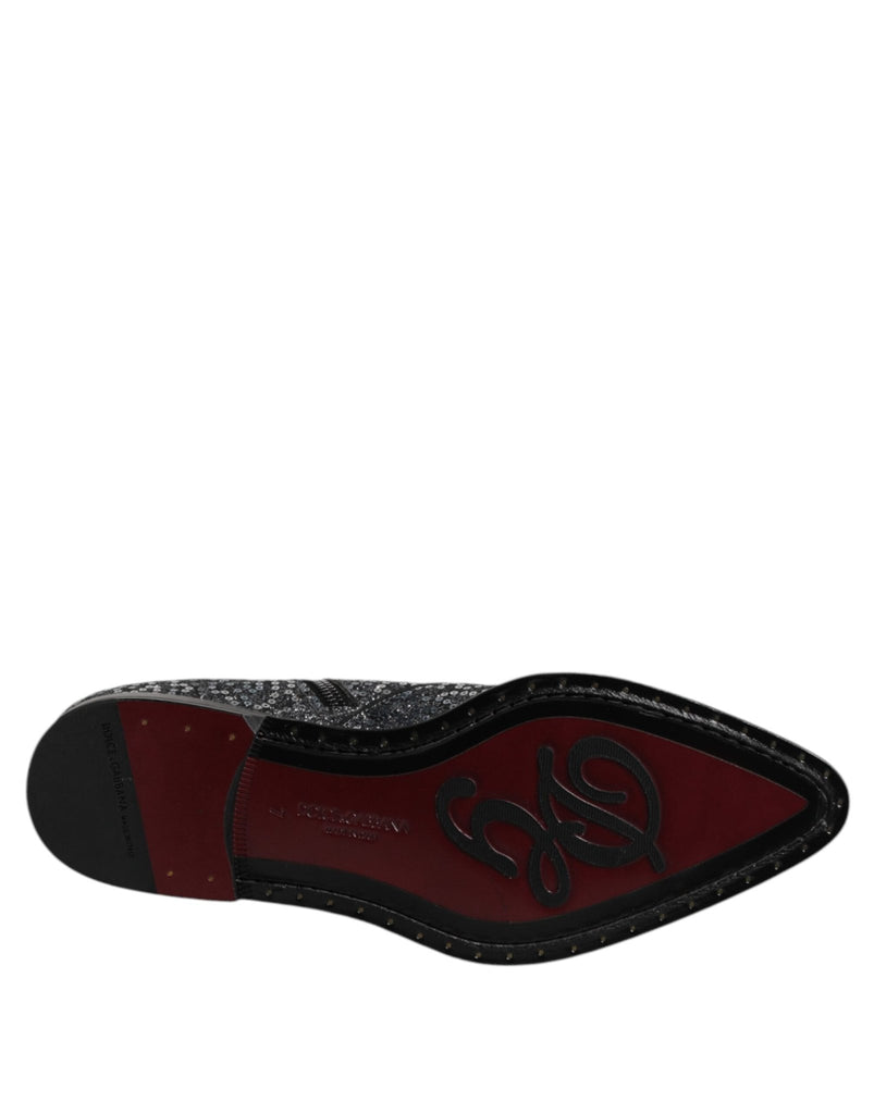 Dolce & Gabbana Dark Gray Cotton Sequined Chelsea Boots Shoes - Beyzy Store - Dolce & Gabbana