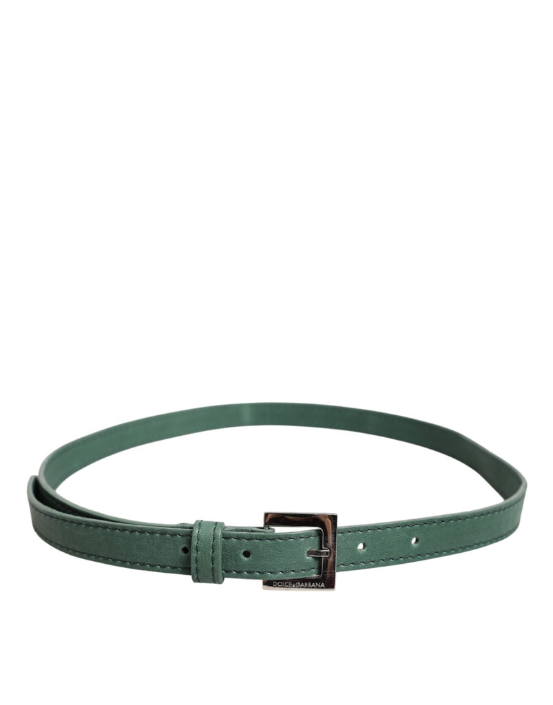 Dolce & Gabbana Dark Green Leather Silver Metal Buckle Belt - Beyzy Store - Dolce & Gabbana