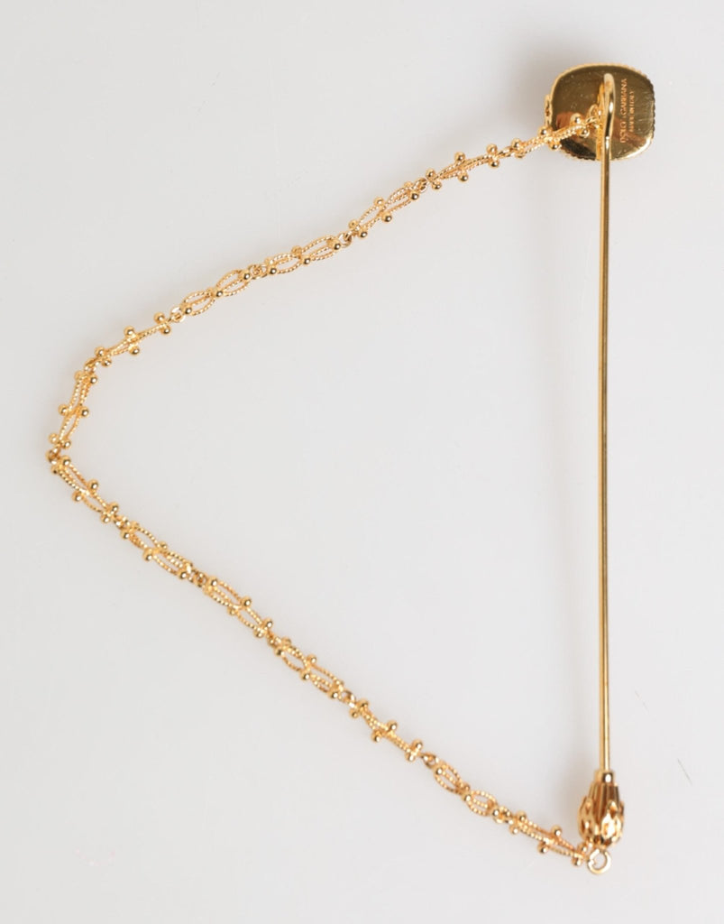 Dolce & Gabbana DG Crown Gold Chain Mens Accessories Brooch Lapel Pin - Beyzy Store - Dolce & Gabbana