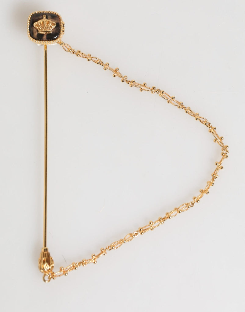 Dolce & Gabbana DG Crown Gold Chain Mens Accessories Brooch Lapel Pin - Beyzy Store - Dolce & Gabbana