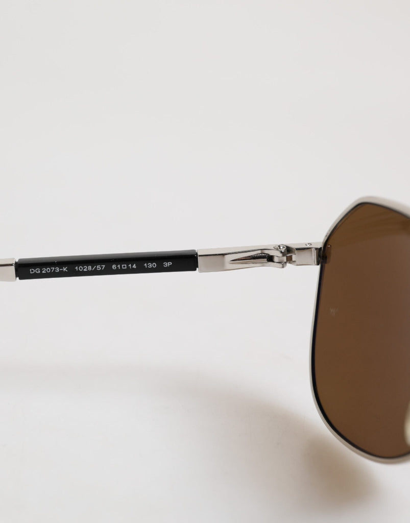 Dolce & Gabbana DG2073 Silver Steel Classic Pilot Brown Lens Sunglasses - Beyzy Store - Dolce & Gabbana