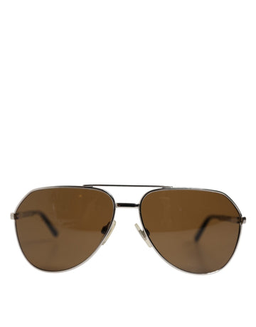 Dolce & Gabbana DG2073 Silver Steel Classic Pilot Brown Lens Sunglasses - Beyzy Store - Dolce & Gabbana