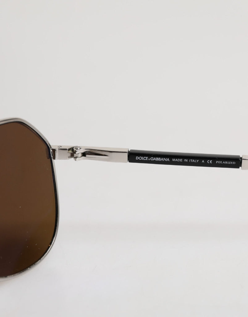Dolce & Gabbana DG2073 Silver Steel Classic Pilot Brown Lens Sunglasses - Beyzy Store - Dolce & Gabbana