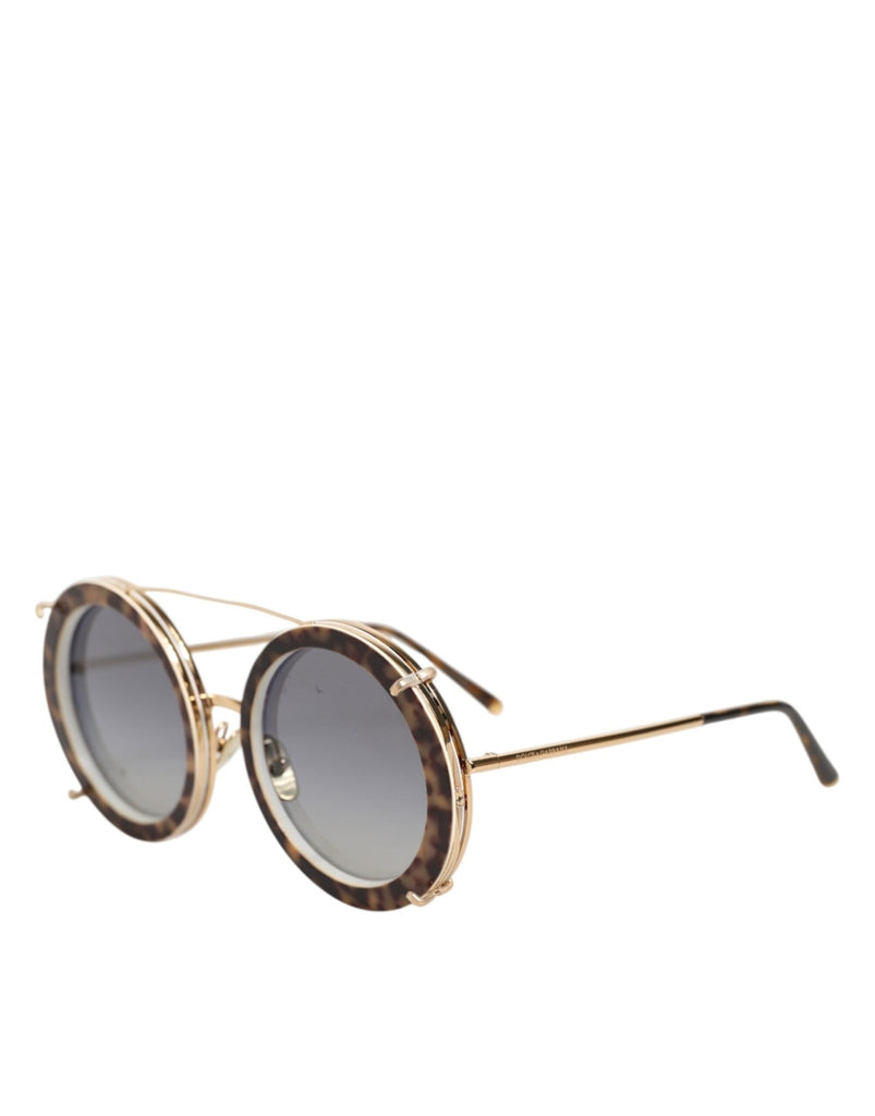 Dolce & Gabbana DG2198 Brown Leopard Print Gradient Round Sunglasses - Beyzy Store - Dolce & Gabbana