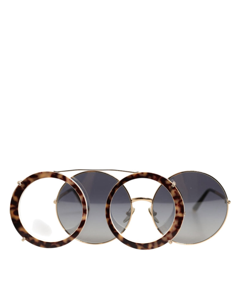 Dolce & Gabbana DG2198 Brown Leopard Print Gradient Round Sunglasses - Beyzy Store - Dolce & Gabbana