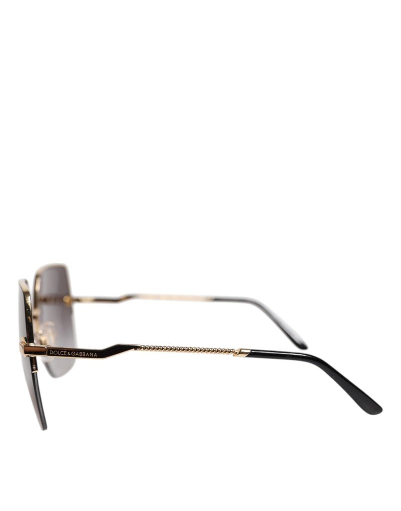 Dolce & Gabbana DG2267 Black Gold Metal Full Rim Square Sunglasses - Beyzy Store - Dolce & Gabbana