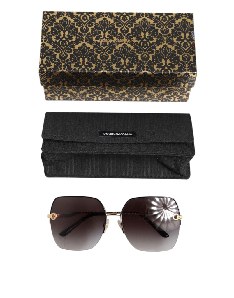 Dolce & Gabbana DG2267 Black Gold Metal Full Rim Square Sunglasses - Beyzy Store - Dolce & Gabbana