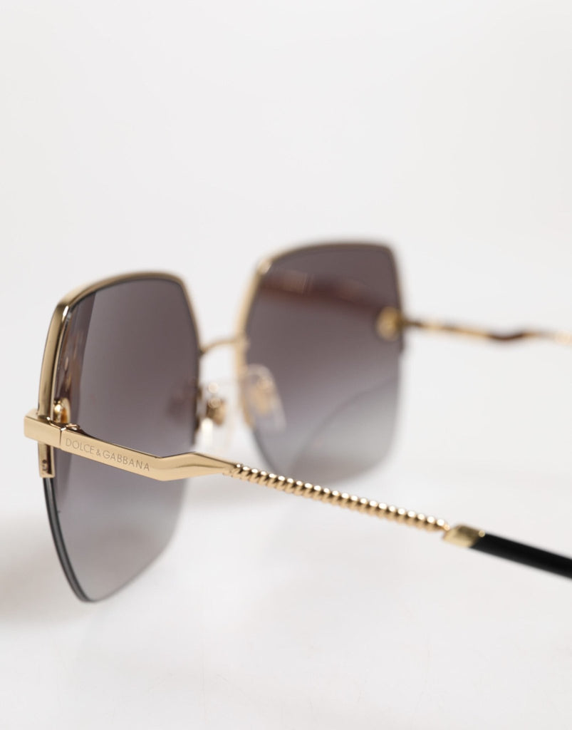 Dolce & Gabbana DG2267 Black Gold Metal Full Rim Square Sunglasses - Beyzy Store - Dolce & Gabbana