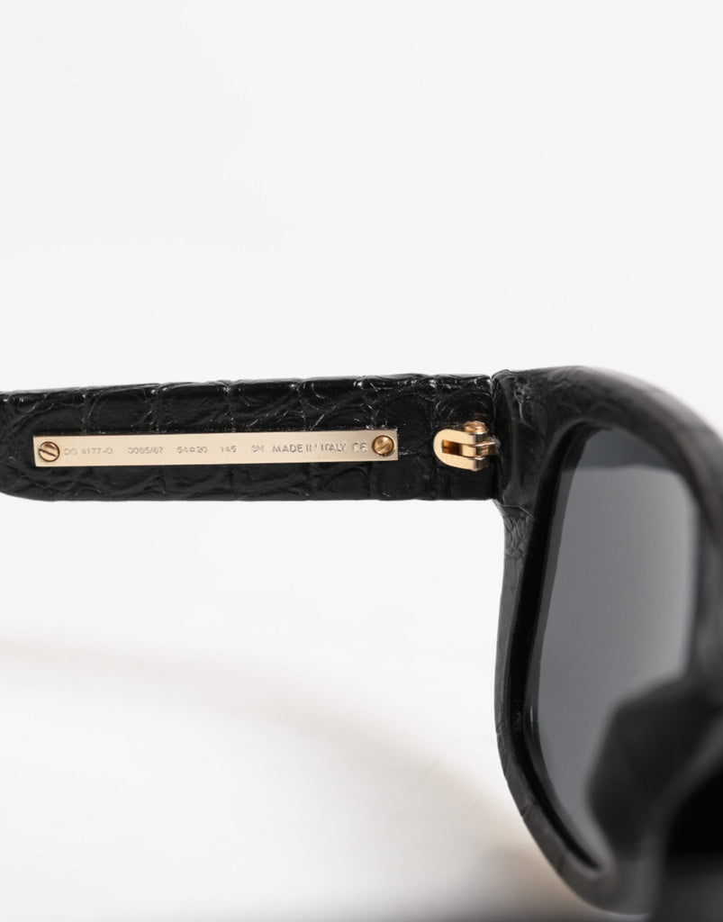 Dolce & Gabbana DG4177 Black Leather Frame Tinted Lens Sunglasses - Beyzy Store - Dolce & Gabbana