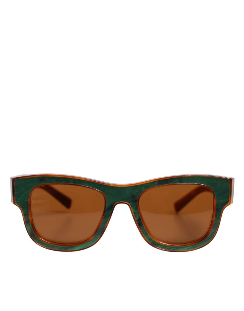 Dolce & Gabbana DG4391 Green Brown Acetate Square Frame Unisex Sunglasses - Beyzy Store - Dolce & Gabbana