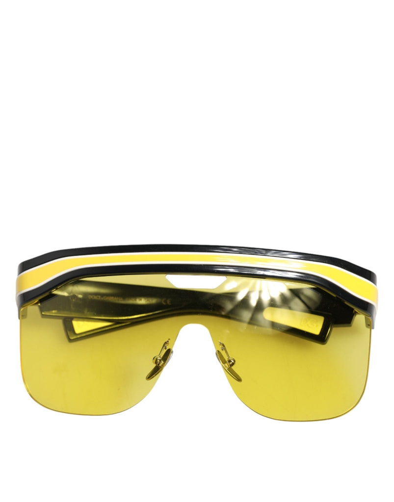 Dolce & Gabbana DG6162 Shield Black Yellow White Polyamide Sunglasses - Beyzy Store - Dolce & Gabbana