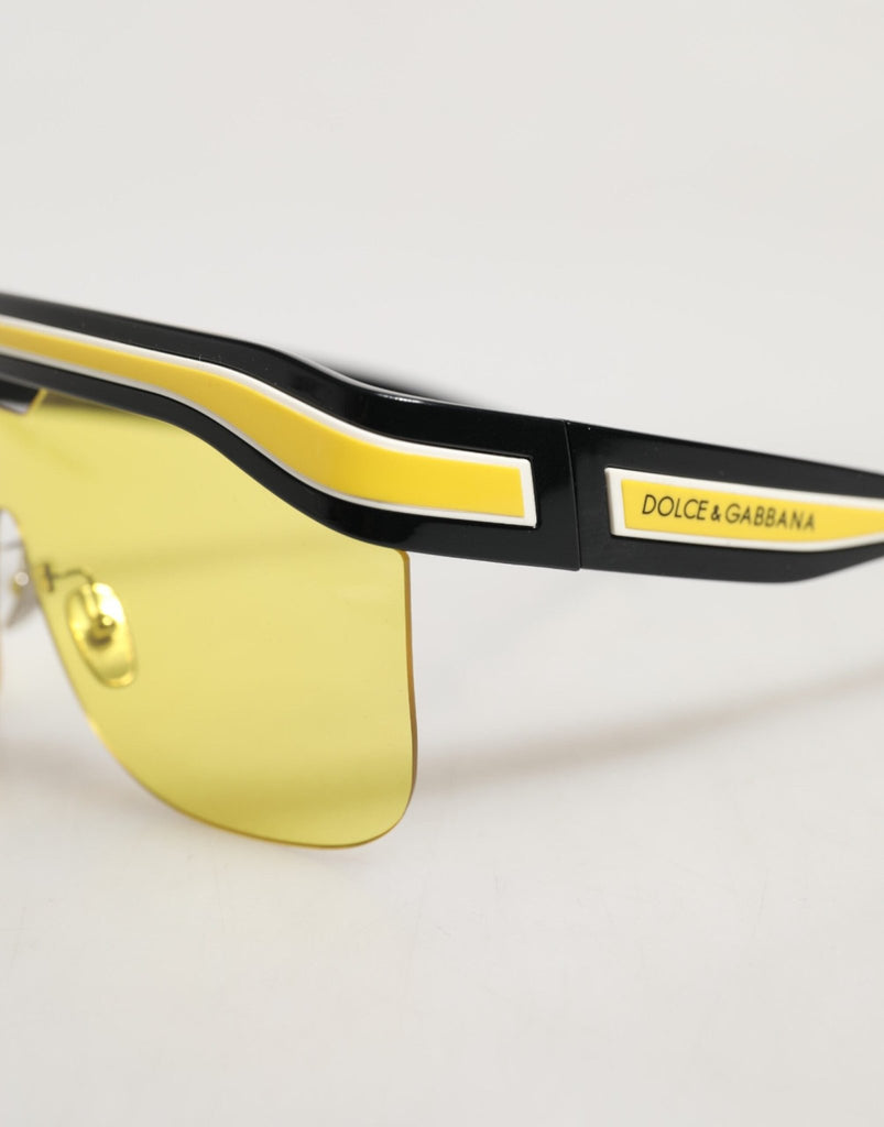 Dolce & Gabbana DG6162 Shield Black Yellow White Polyamide Sunglasses - Beyzy Store - Dolce & Gabbana