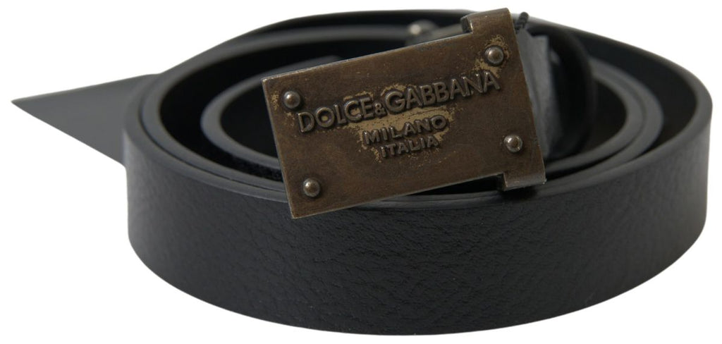 Dolce & Gabbana Elegant Black Leather Belt - Metal Buckle Closure - Beyzy Store - Dolce & Gabbana