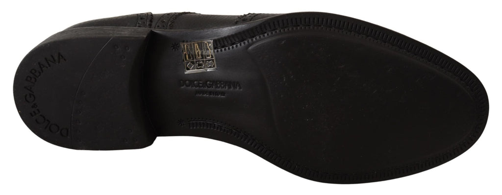 Dolce & Gabbana Elegant Black Leather Derby Wingtip Shoes - Beyzy Store - Dolce & Gabbana