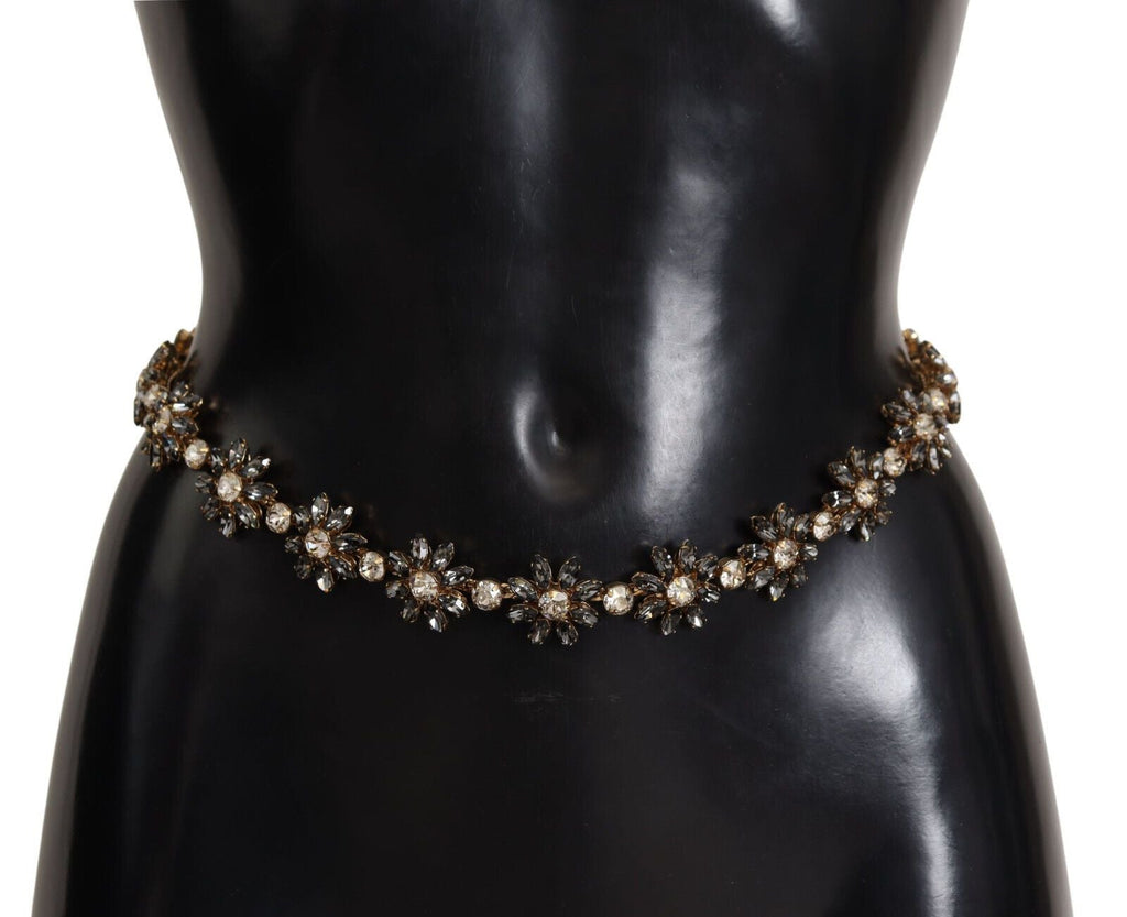 Dolce & Gabbana Elegant Crystal Daisy Chain Leather Belt - Beyzy Store - Dolce & Gabbana