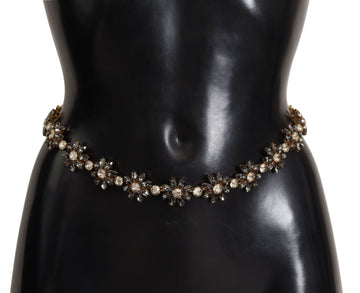 Dolce & Gabbana Elegant Crystal Daisy Chain Leather Belt - Beyzy Store - Dolce & Gabbana