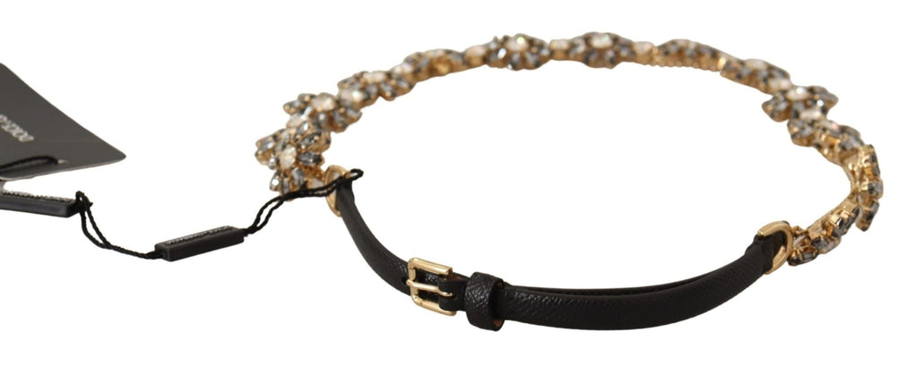 Dolce & Gabbana Elegant Crystal Daisy Chain Leather Belt - Beyzy Store - Dolce & Gabbana