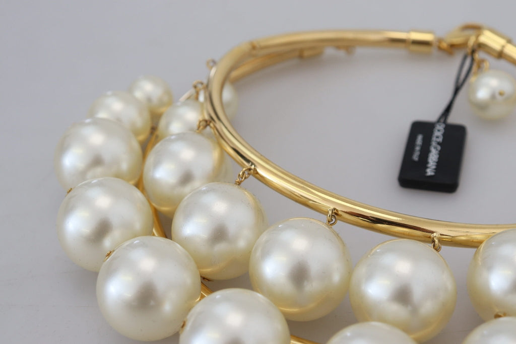 Dolce & Gabbana Elegant Faux Pearl Embellished Gold Choker - Beyzy Store - Dolce & Gabbana