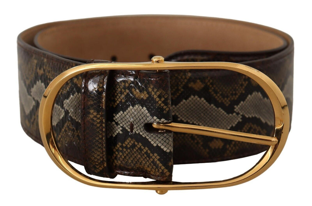 Dolce & Gabbana Elegant Gold Oval Buckle Leather Belt - Beyzy Store - Dolce & Gabbana