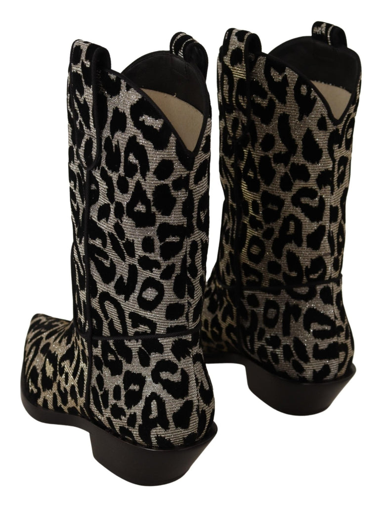 Dolce & Gabbana Elegant Leopard Print Mid Calf Boots - Beyzy Store - Dolce & Gabbana