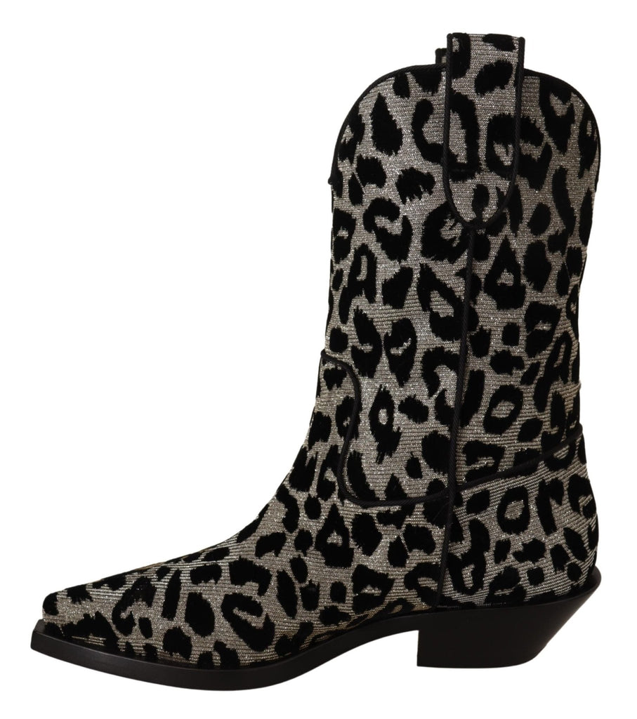 Dolce & Gabbana Elegant Leopard Print Mid Calf Boots - Beyzy Store - Dolce & Gabbana