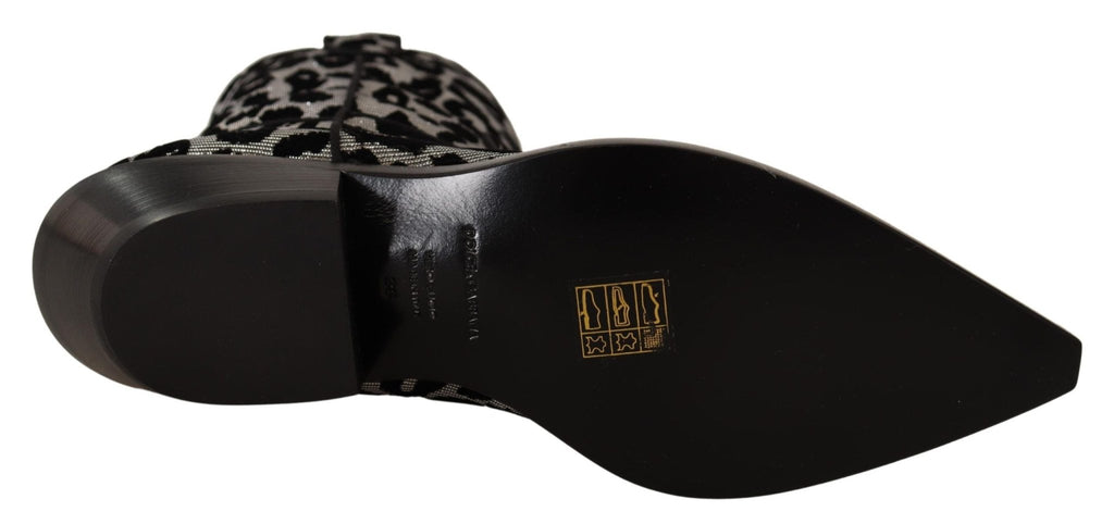 Dolce & Gabbana Elegant Leopard Print Mid Calf Boots - Beyzy Store - Dolce & Gabbana