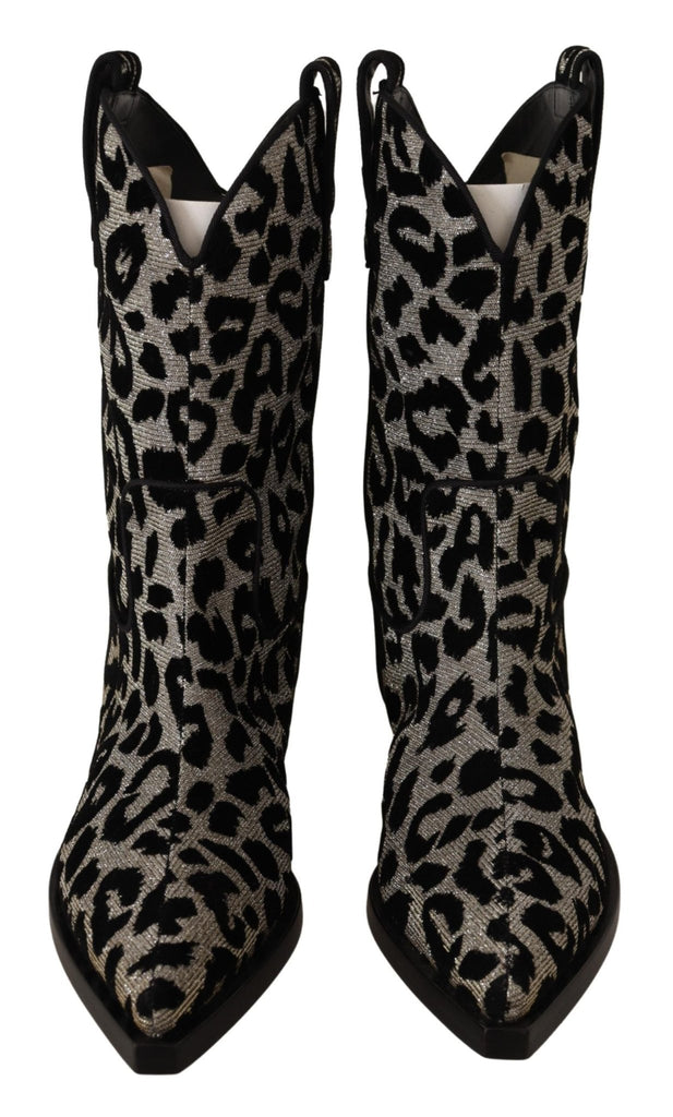 Dolce & Gabbana Elegant Leopard Print Mid Calf Boots - Beyzy Store - Dolce & Gabbana