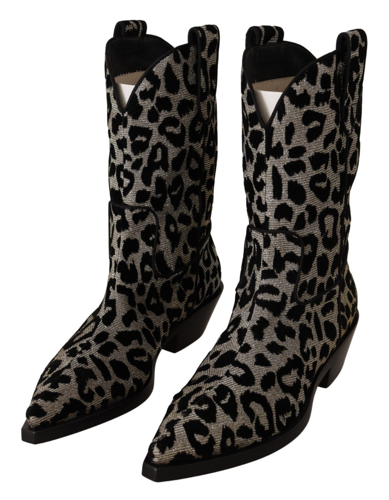 Dolce & Gabbana Elegant Leopard Print Mid Calf Boots - Beyzy Store - Dolce & Gabbana