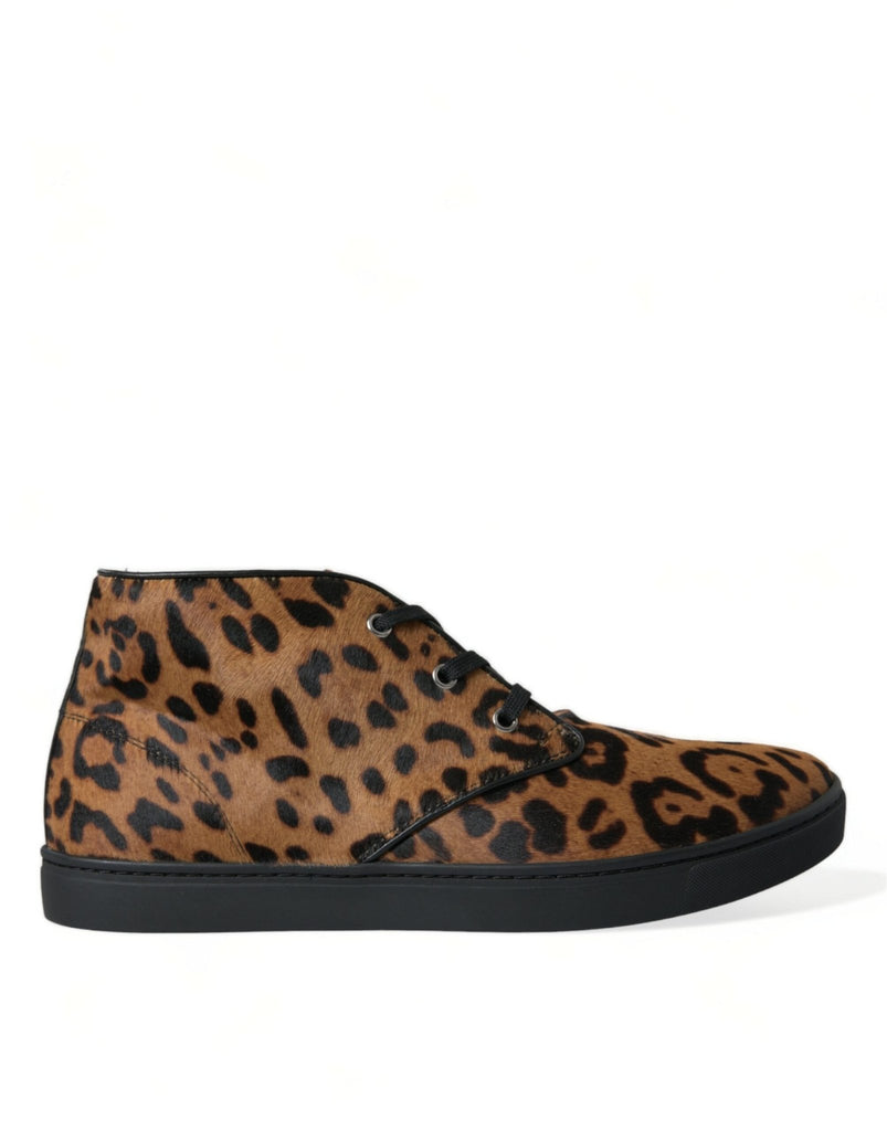 Dolce & Gabbana Elegant Leopard Print Mid - Top Sneakers - Beyzy Store - Dolce & Gabbana