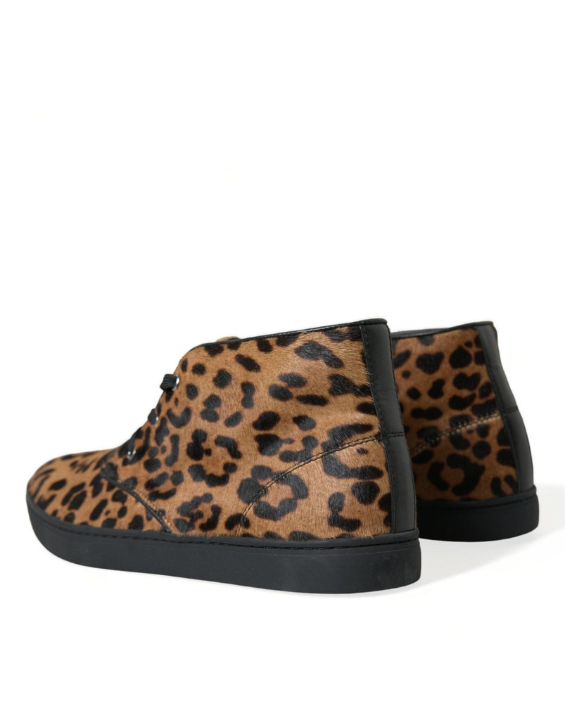 Dolce & Gabbana Elegant Leopard Print Mid - Top Sneakers - Beyzy Store - Dolce & Gabbana