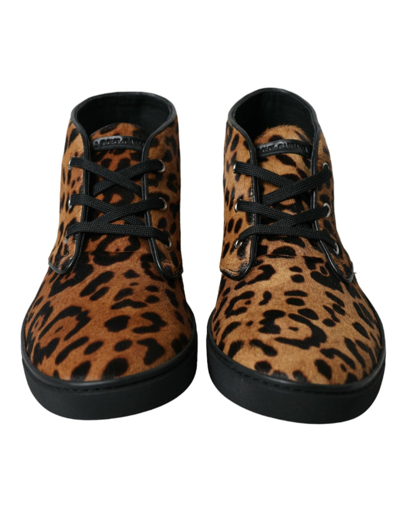 Dolce & Gabbana Elegant Leopard Print Mid - Top Sneakers - Beyzy Store - Dolce & Gabbana