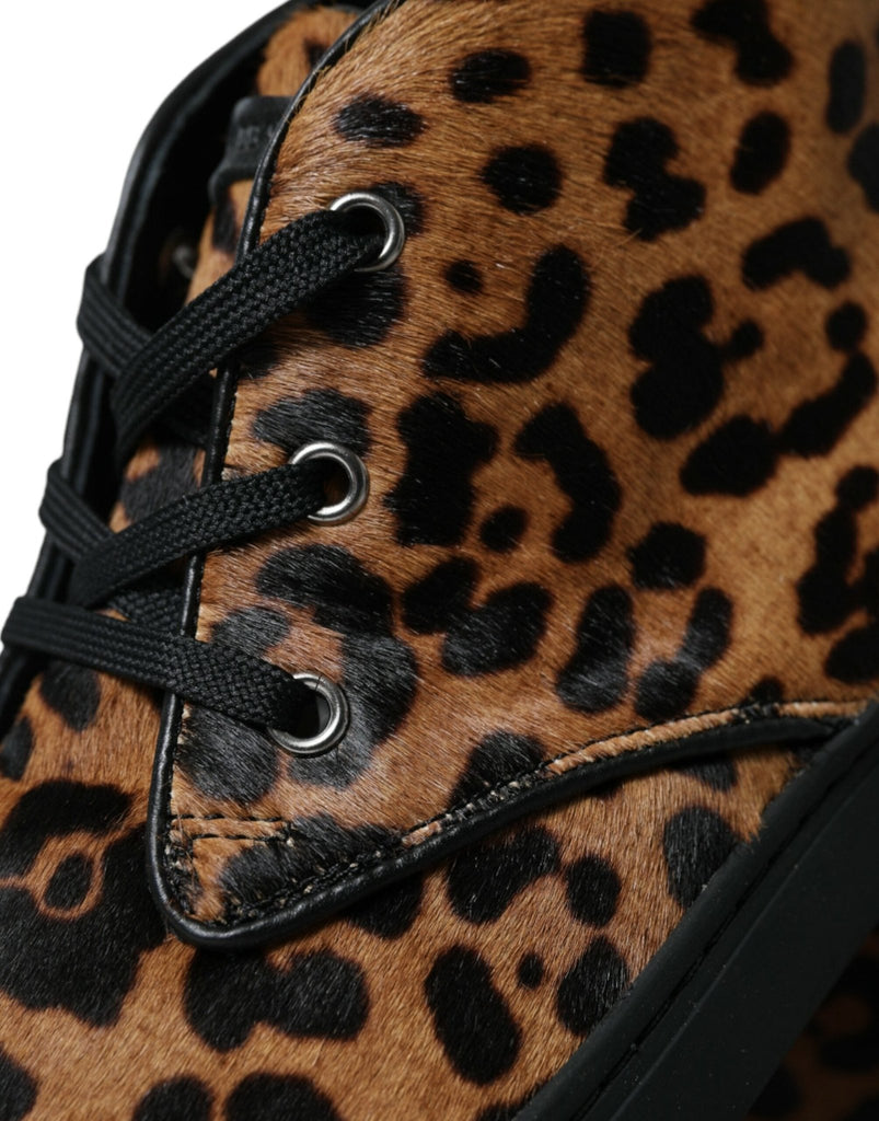 Dolce & Gabbana Elegant Leopard Print Mid - Top Sneakers - Beyzy Store - Dolce & Gabbana