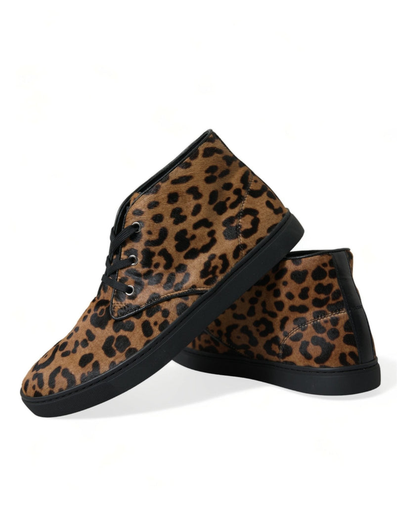 Dolce & Gabbana Elegant Leopard Print Mid - Top Sneakers - Beyzy Store - Dolce & Gabbana