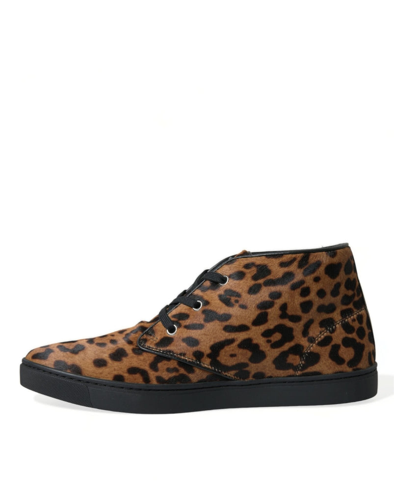Dolce & Gabbana Elegant Leopard Print Mid - Top Sneakers - Beyzy Store - Dolce & Gabbana