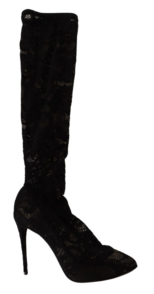 Dolce & Gabbana Elegant Stretch Sock Boots in Sleek Black - Beyzy Store - Dolce & Gabbana