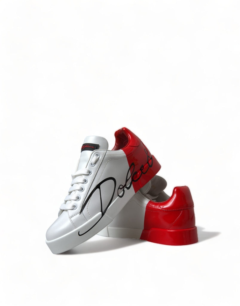 Dolce & Gabbana Elegant White Leather Portofino Sneakers - Beyzy Store - Dolce & Gabbana