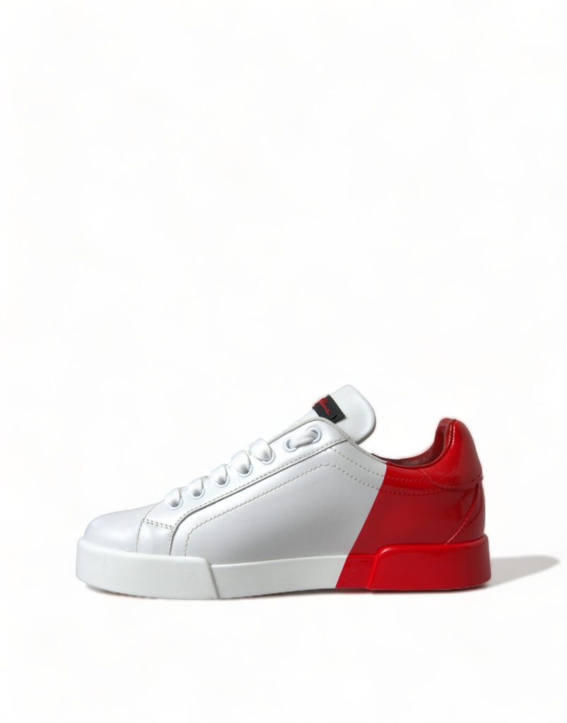 Dolce & Gabbana Elegant White Leather Portofino Sneakers - Beyzy Store - Dolce & Gabbana