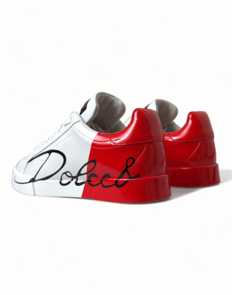 Dolce & Gabbana Elegant White Leather Portofino Sneakers - Beyzy Store - Dolce & Gabbana
